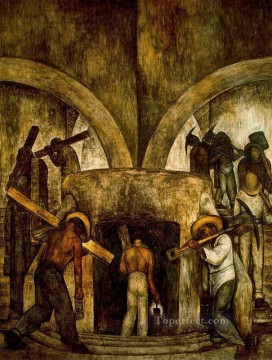 ディエゴ・リベラ Painting - 鉱山への入場 1923 年 ディエゴ・リベラ